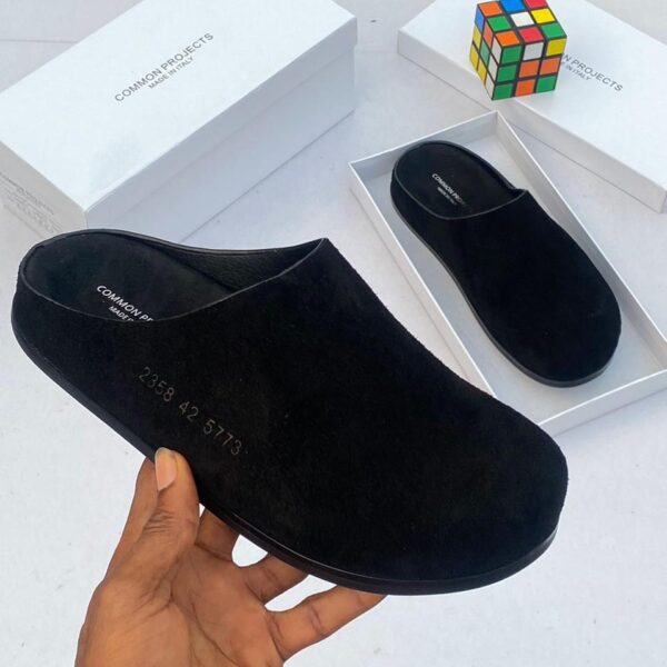 Minimalist Black Suede Slip-On Loafer Mules