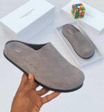Minimalist Black Suede Slip-On Loafer Mules - Image 2