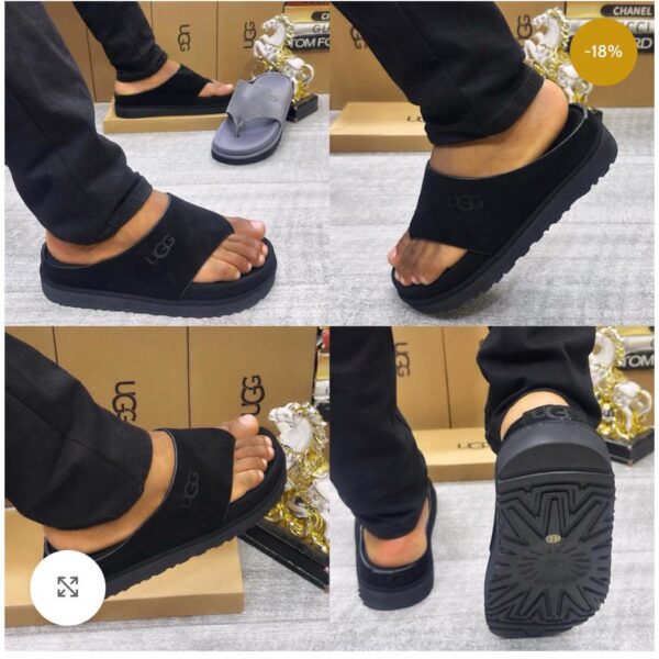 UGG Black Suede Slide Sandals for Men