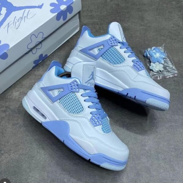 Air Jordan 4 Retro 'University Blue' - White and Blue Floral Sneakers