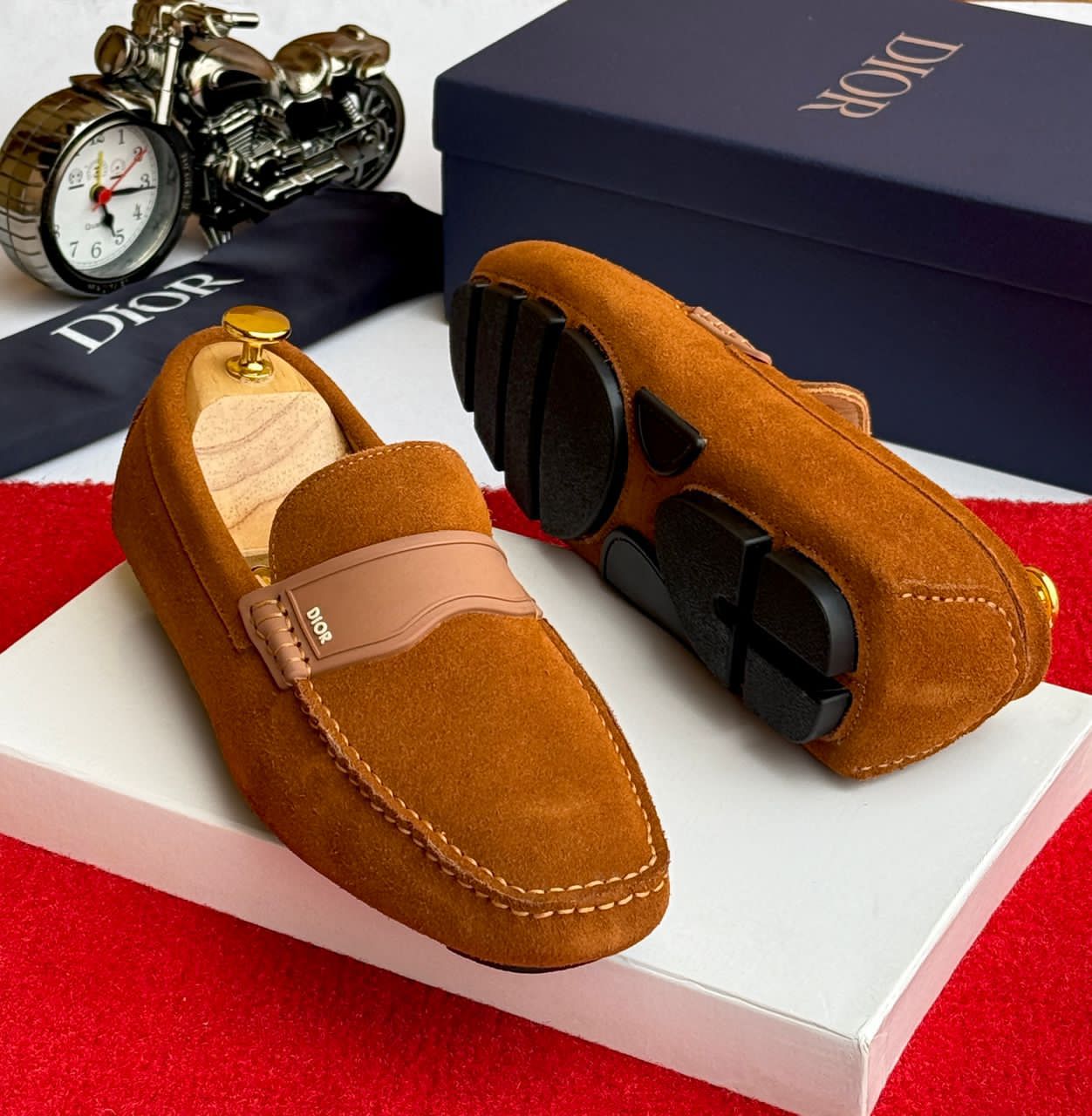 img-20260425-wa0059-9d1Wgm.jpg Dior Tan Suede Leather Loafers with Signature Buckle Detail - Image 1
