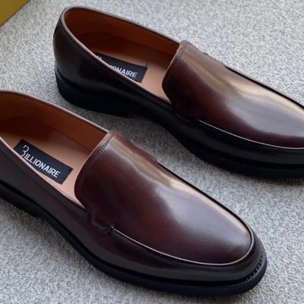 Premium Polished Leather Penny Loafers – Dark Mahogany