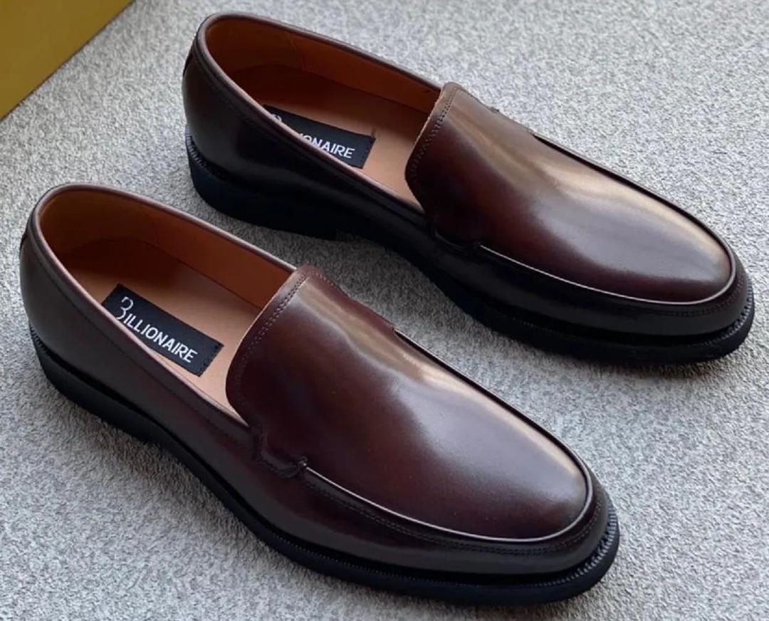 Luxe-Fashion-Place-Shoe Premium Polished Leather Penny Loafers – Dark Mahogany - Image 1